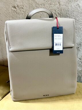 TUMI Georgica Kimbell Leather Backpack in Taupe Driftwood. NWT